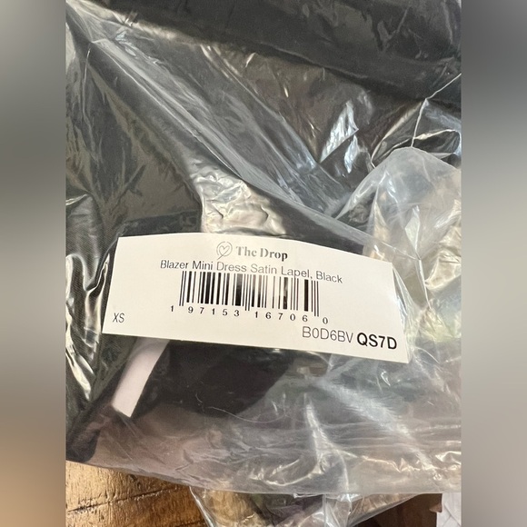 The Drop Black Double-Breasted Blazer Mini Dress, Satin Lapel, Size: XS - Picture 5 of 7